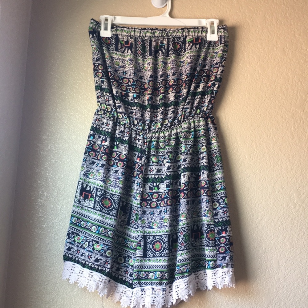 Tribal Print Lace Trimmed Romper